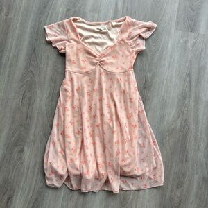 See You Monday Peach Floral Dress